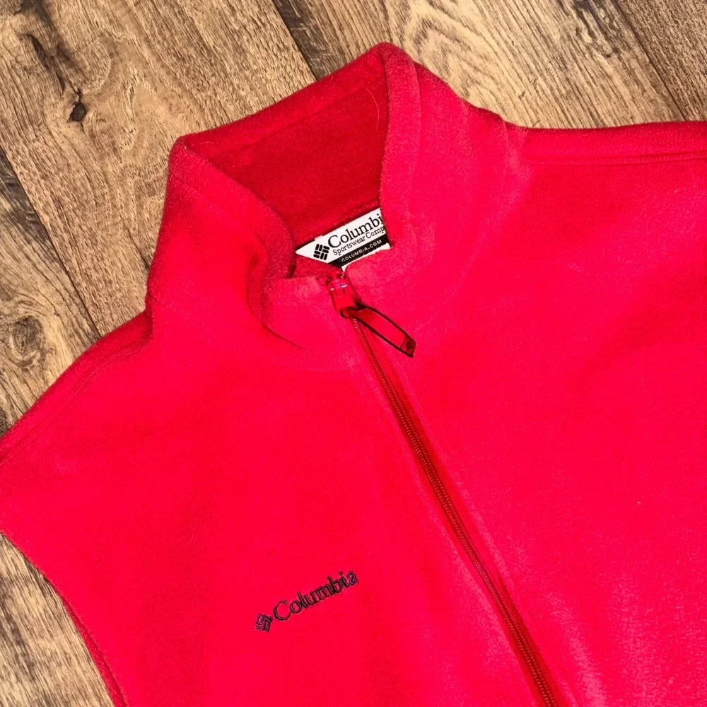 Columbia Sportswear Company Fleece Vest Men's Large Red Full Zip Sleeveless